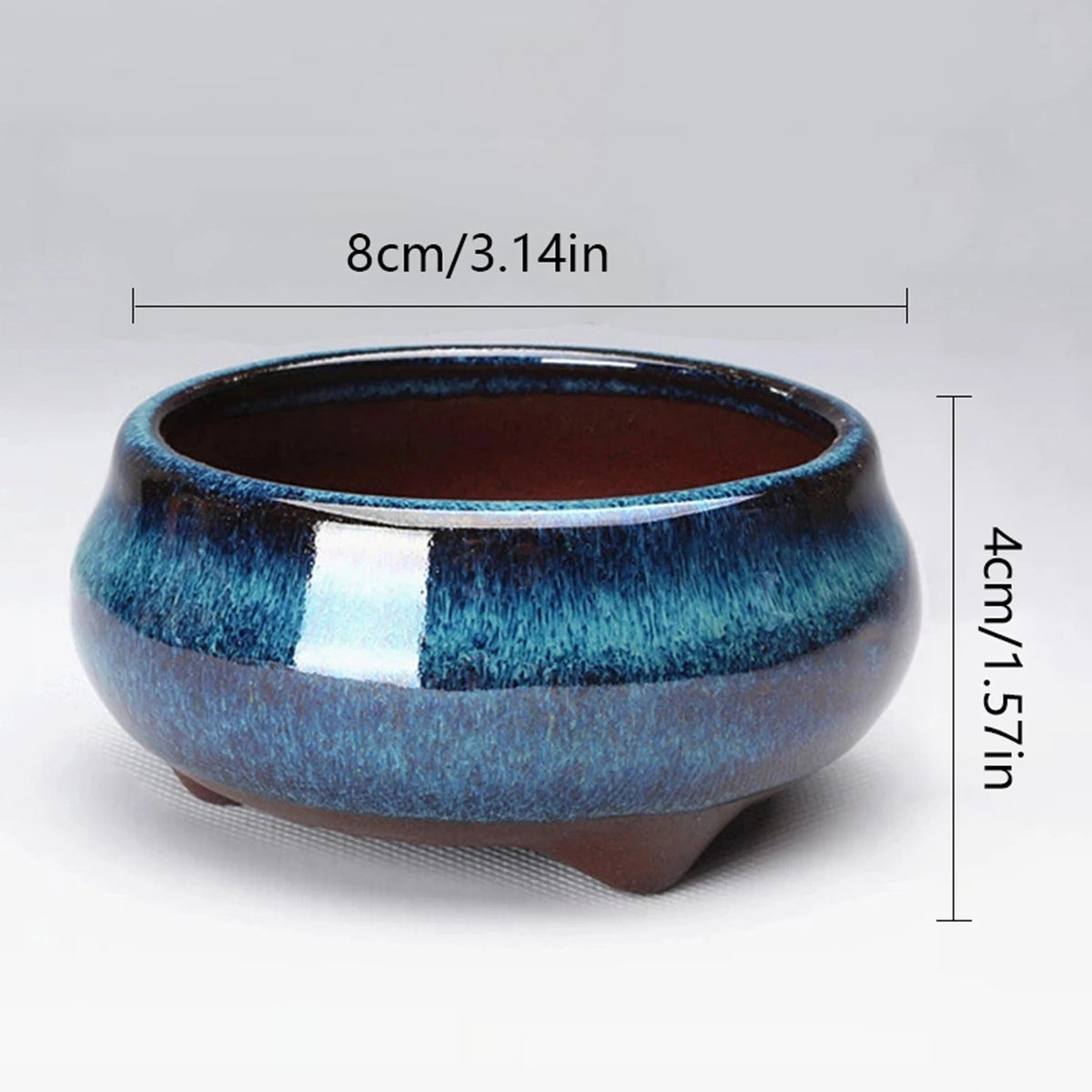 Pots bonsaï céramique bleu brun texture grès craquelé classique artisanal couvercle jardinextérieur