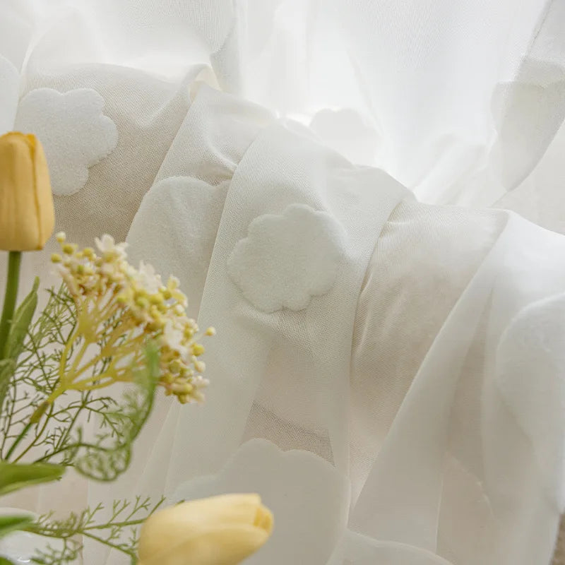 rideau tulle nuages blancs imprimés moderne transparent chambre enfant maisonhôtelcafébureau polyester