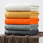 serviettes coton rayées jaune marron orange gris modernes absorbantes douces