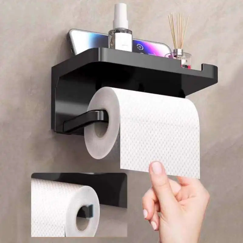 porte papier toilette moderne adhésif étagère smartphone papier essuie mains plante verte diffuseur parfum