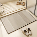tapis sol beige clair moderne rayures horizontales géométriques entrée maison salle bain