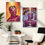 affiche abstraite anatomique moderne couleur rouge orange jaune bleu noir décoration murale artistique cadre