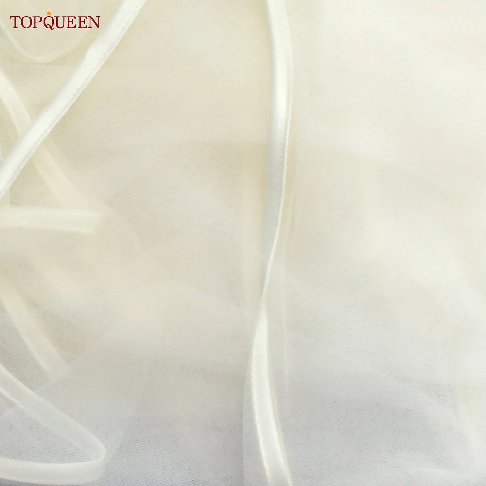 voile mariée blanc deux couches bord ruban classique soirée mariage translucent