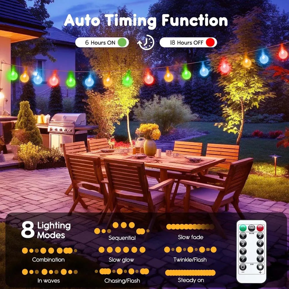 guirlande lumineuse boules translucides blanc chaud multicolore modes télécommande extérieur moderne
