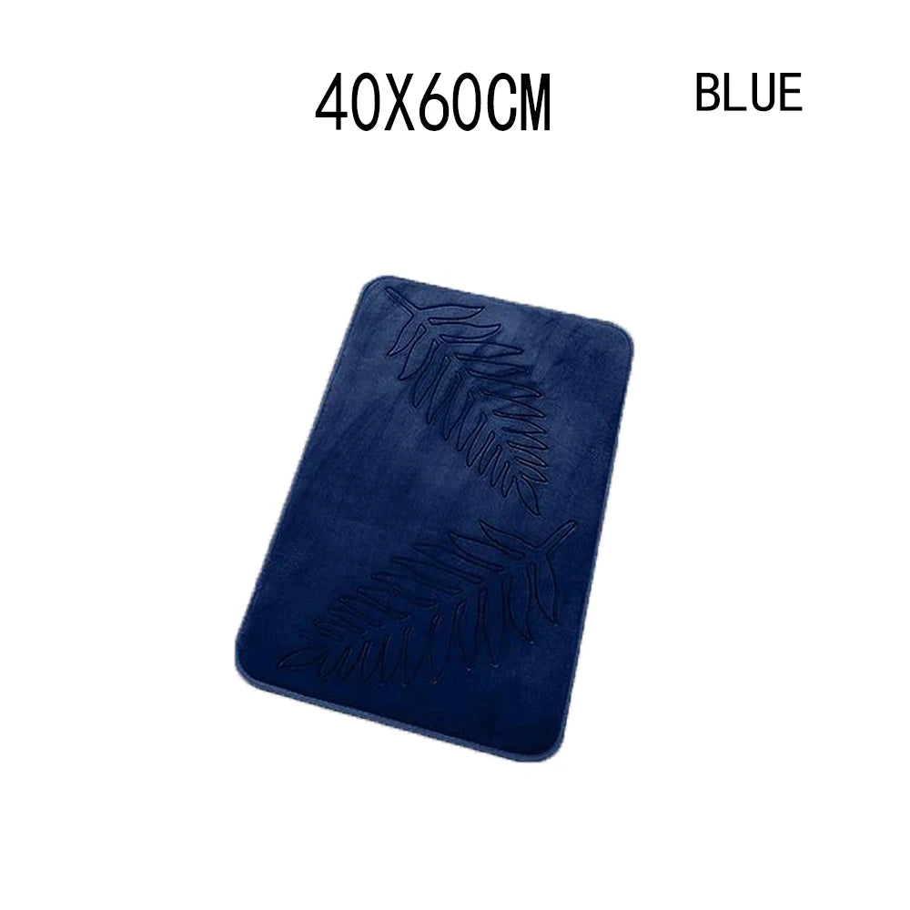 tapis bain antidérapant mousse mémoire forme feuilles palmier relief moderne vert foncé absorbant eau