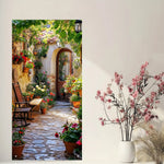 décoration murale jardin fleuri porte bois allée pavée anniversaire mariage événementextérieur festive