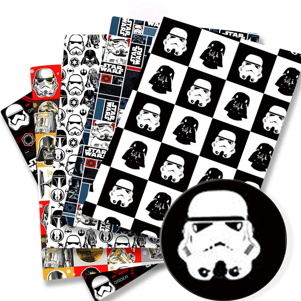 papier cadeau star wars motif stormtrooper darth vader r2d2 noir rouge gris or