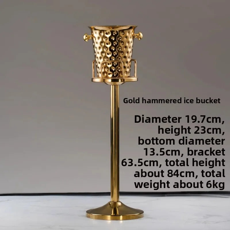 seau glace martelé support trépied métal argent doré vin champagne bar