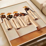 tableau moderne minimaliste abstrait femmes noires beige marron clair 20x30cm 30x40cm toile cadre bois