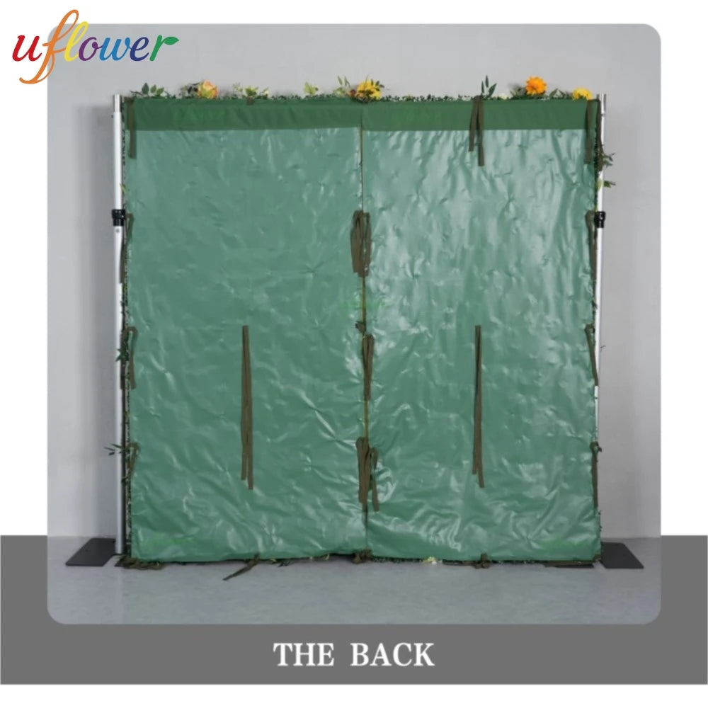 panneau floral décoration événementiel intérieur vert orange roses feuilles texturées fixations charnières événements decoration