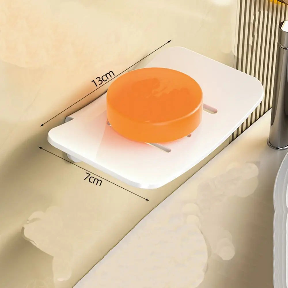 porte savon mural gris métallisé moderne savon lisse adhésif minimaliste orange plateau