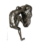 statuette escalade homme résine argentée nu réaliste moderne opaque