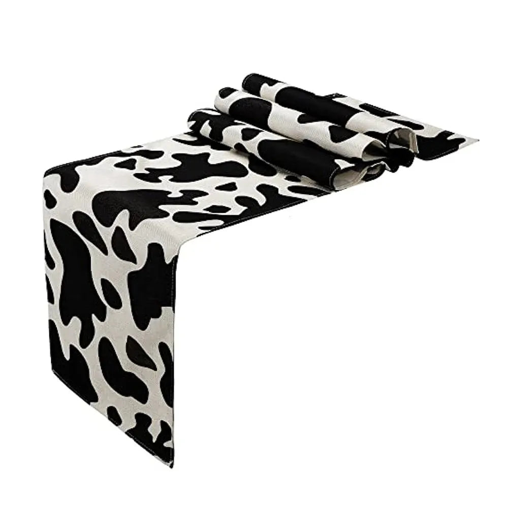 table chemin table blanc noir imprimé taches fond moderne cuisine décoration événement cow boy