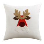coussin brodé sapin noël rouge vert blanc décoratif festive adhésif étoiles renne père noël