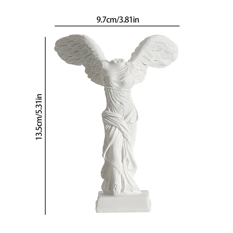 statuette victoire samothrace resine blanche ailes detaillees art grec antique deco