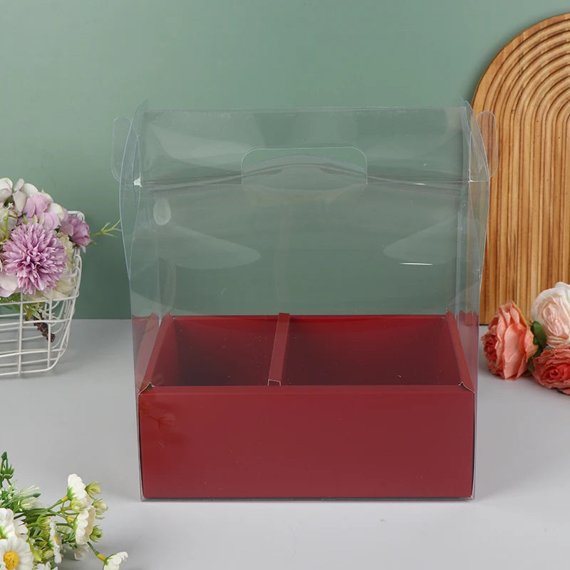 boîte gâteau transparente poignée détachable compartiments rose clair LOVE FASHION GIRL moderne minimaliste