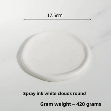 assiette céramique blanche dorée support bijoux moderne élégant plateforme rangement blanc doré mat brillant