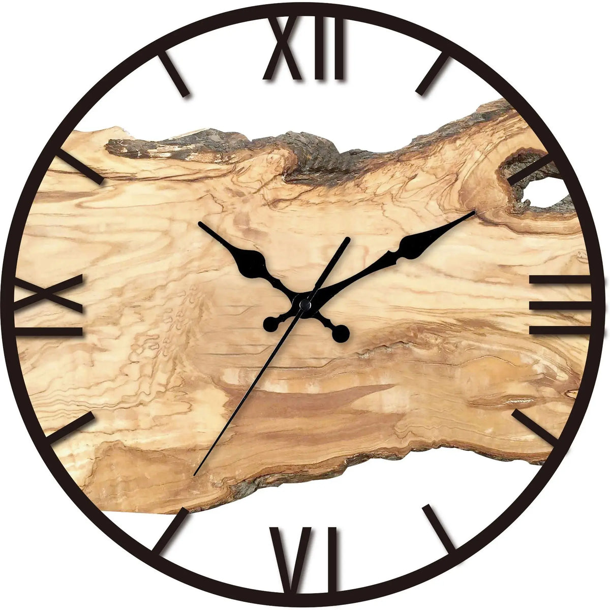 horloge murale bois marron clair minimaliste moderne salon quartz aiguille semi transparent déco chambre
