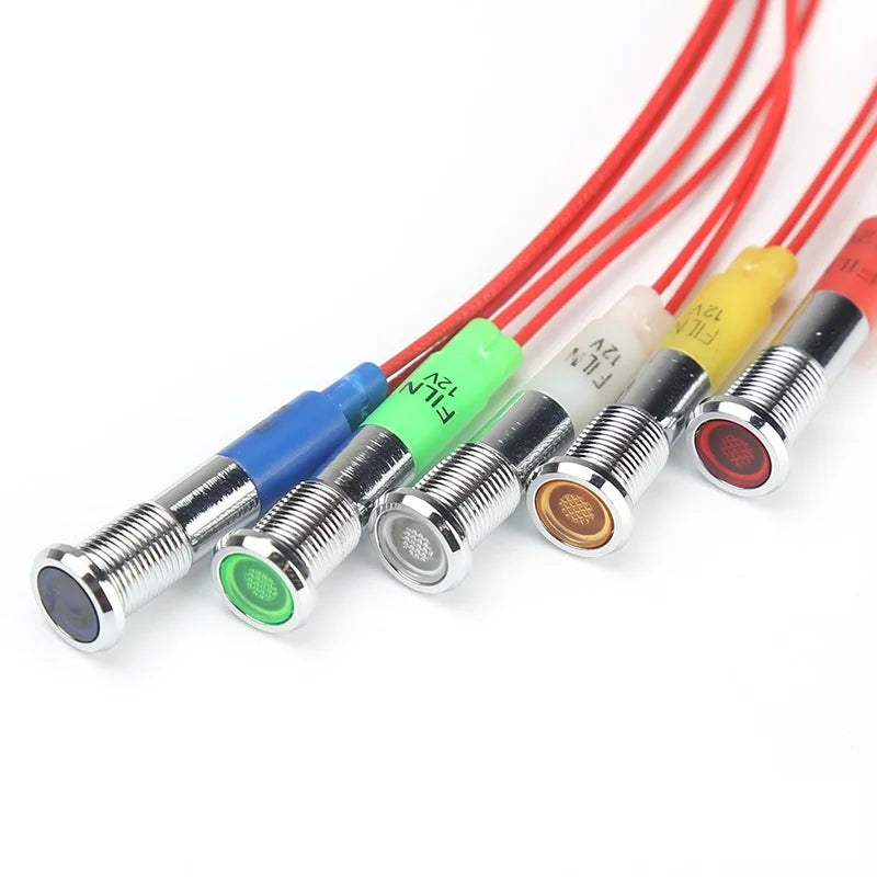 ampoule led 12v 24v bleu rouge vert jaune blanc métal brillant moderne vis câble