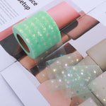 ruban tulle coeurs multicolores 6cm violet noir bleu rose opacité élégant emballage cadeau