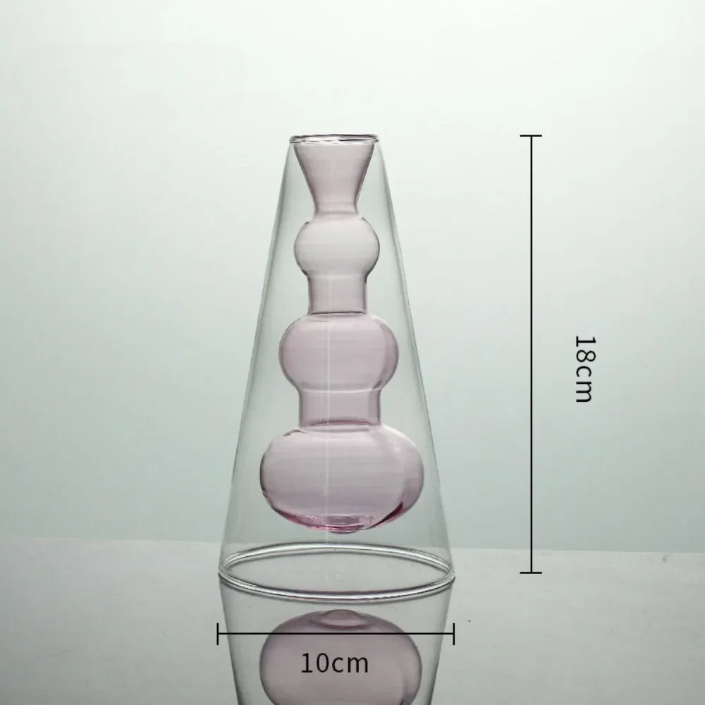 vases décoratifs modernes verre transparent couleur rose violet vert jaune bleu formes organiques arrondies