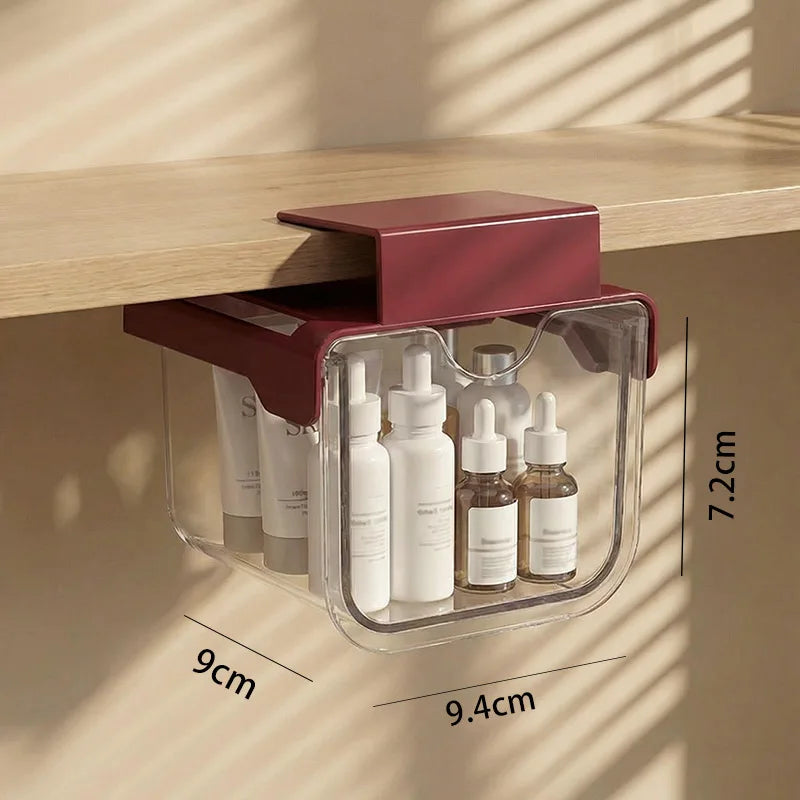 boîtes rangement transparentes modernes adhésives accessoires maquillage cosmétiques salle bain