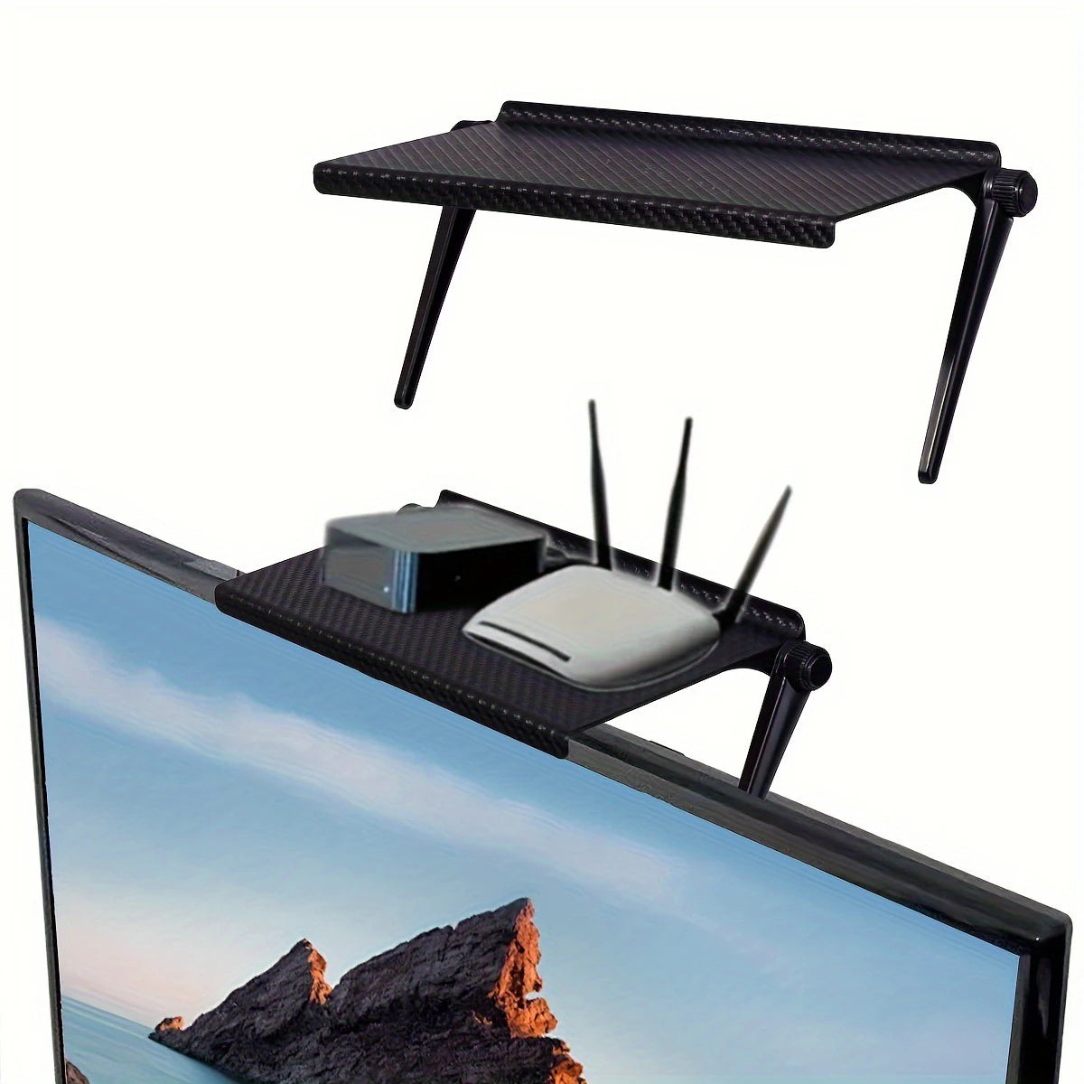 support rangement réglable noir plateau texturé multifonction moderne orangerouteurwifi tablette photo