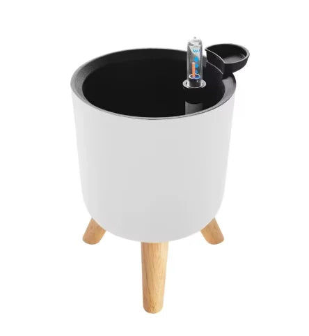 pots plantes autoarrosants indicateurs eau moderne thermomètre pieds boisDecoration intérieure blanc noir vert rond