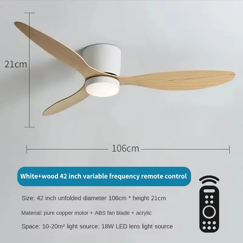 ventilateur led moderne télécommande blanc bois noir minimaliste