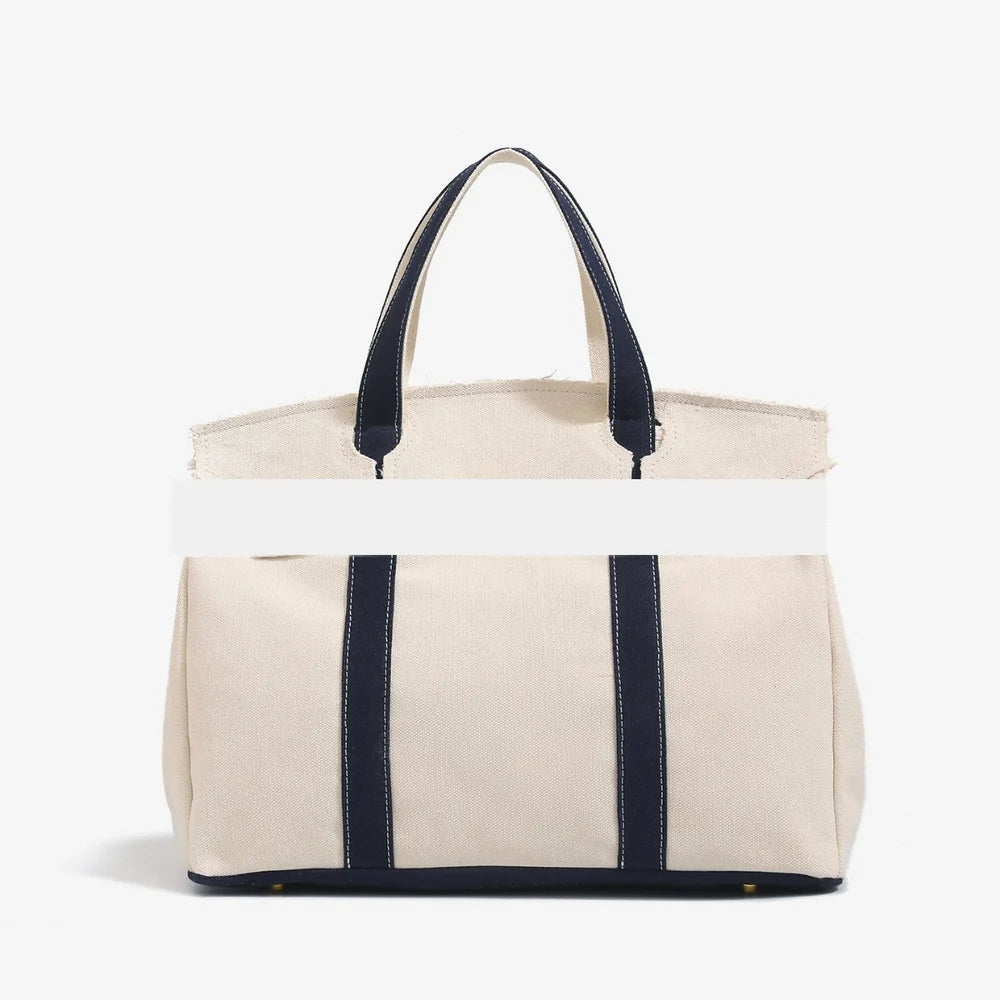 sac main toile coton beige noir vert rose poignées détachables casual chic rivets anti