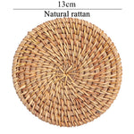 coasters tissés raphia naturel rustique ensemble six accessoires cuisine thé