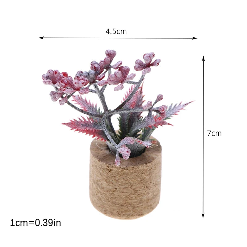 miniature plante artificielle pots liège feuilles vertes fleurs jaunes rosesDecoration jardin vert naturelle