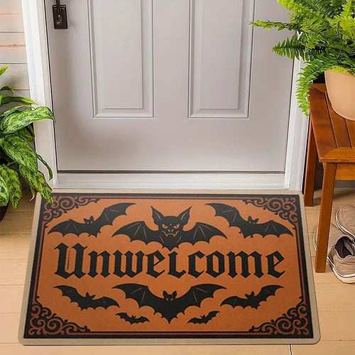 tapis d'entrée noir motif chauve souris gothique vintage décoration halloween porte entrée antidérapant intérieur