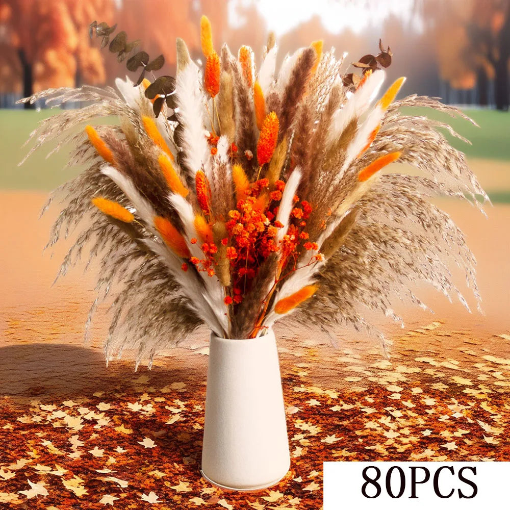 bouquet fleurs séchées automne orange naturel rustique décoration maison anniversaire mariage festive