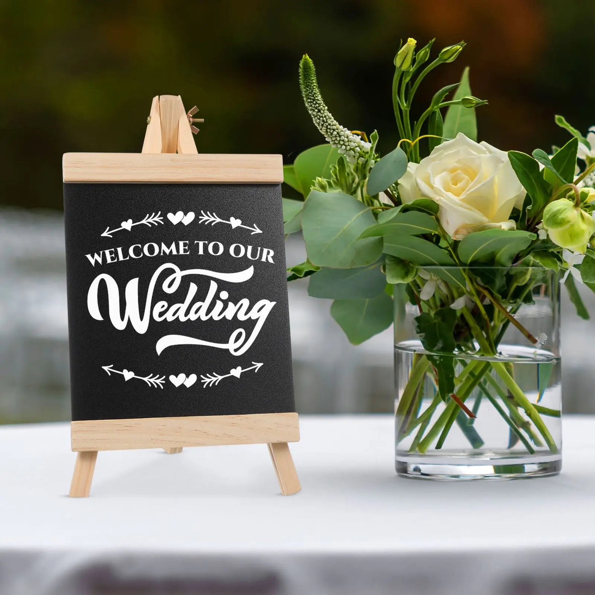 tableau noir pied bois classique minimaliste signe message mariage dimension 29cm 16cm