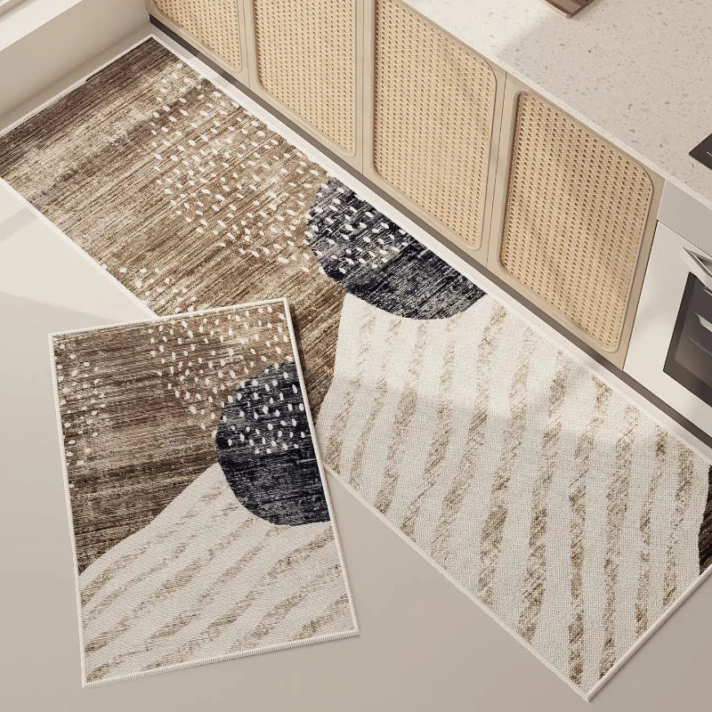 tapis minimaliste moderne beige noir résistant l’usure antidérapant salon chambre japonais pile désossée wilton