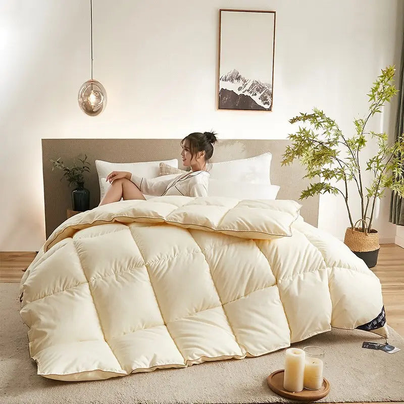couette blanche moderne polyestère doublée soie cashmere 150x200cm 180x220cm 200x230cm