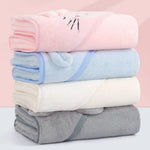 serviette bain bébé polyester capuche animaux brodés doux rose bleu grisComfortableBabyBathTowelPolyesterAnimalsEmbossedSoftColors
