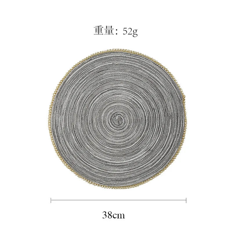 lot sets table ronds coton tressé vert gris beige motif spirale