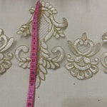 ruban décoratif floral brodé blanc doré largeur 15cm opacité classique baroque mariage