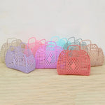 sac main maille vintage violet rose bleu clair beige pliable respectueux environnement