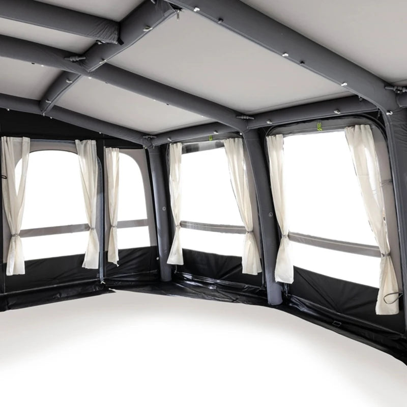 rideaux blancs tente camping transparents imperméables crochets métalliques robustes fixations modernes fonctionnels