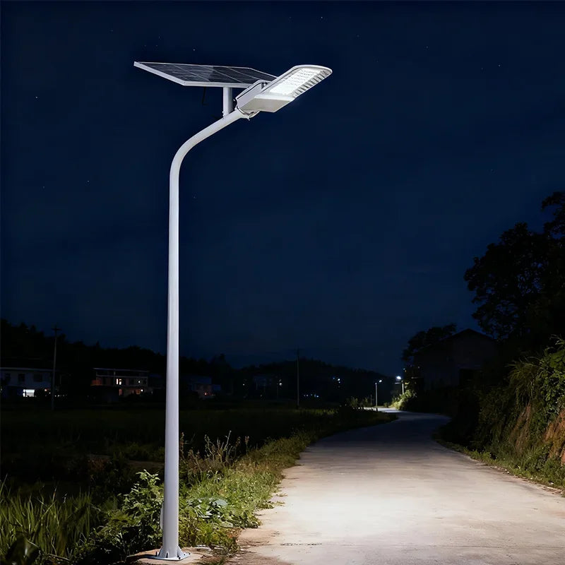 lampes solaires modernes panneaux solaires noirs led blanches autonomes contrôles distants