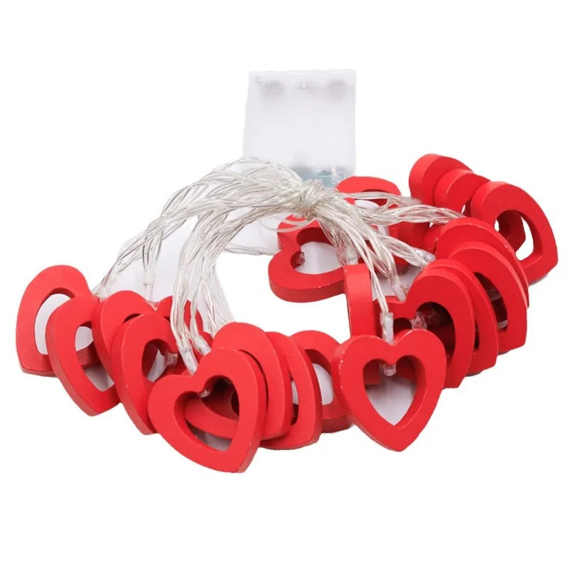 guirlande lumineuse coeurs rouge blanc mariage anniversaire valentin décoration festive