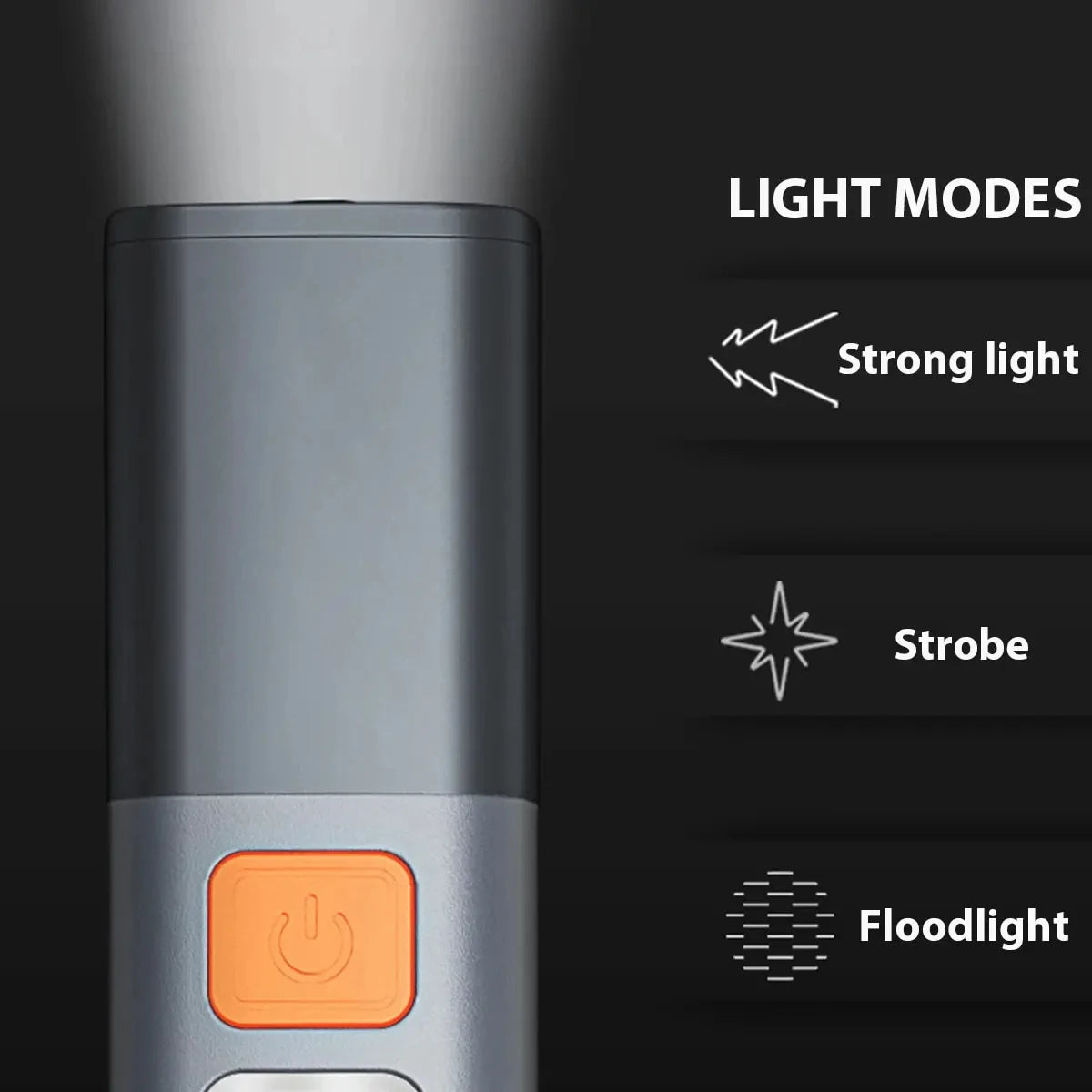 lampe torche gris rechargeable lumiere intense ip68 étanche réglable camping