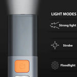 lampe torche gris rechargeable lumiere intense ip68 étanche réglable camping