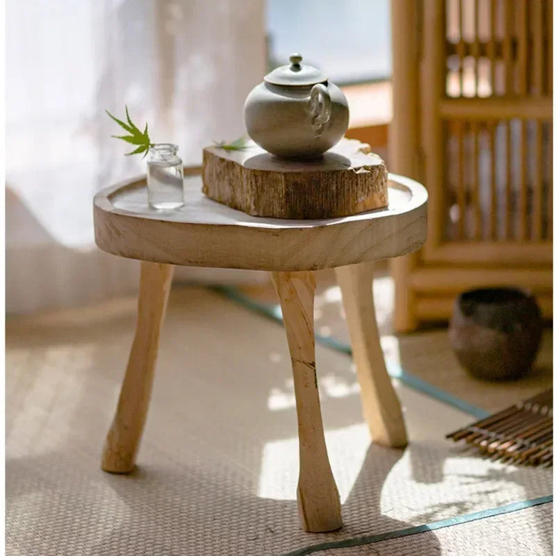 table basse rustique bois naturel minimaliste intérieur décoration plantes vases accessoires zen