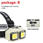 lampe frontale led bandeau ajustable pois blanc noir rechargeable usb type