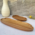 assiettes ovales bois marron clair grain naturel moderne petite grande