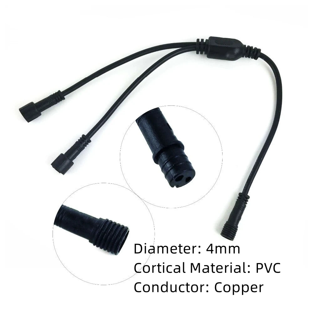 câble connecteur étanche ip67 deux voies split led noir forme extension diversion pvc cuivre